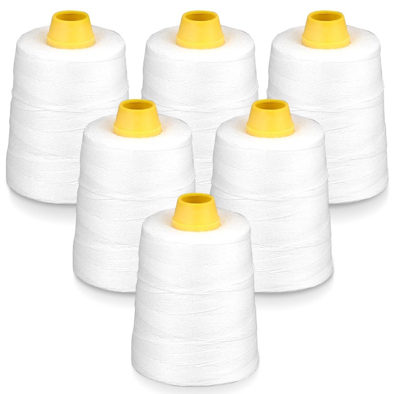 Hanchen Heavy-Duty Sewing Thread Spool, 6-Stranded Chemical Fiber Sealing Industrial Packing Synthetic Fiber Stitching Thread Spool for Bag Sewing Closing Machine, Pack of 6 Roll - Image 1